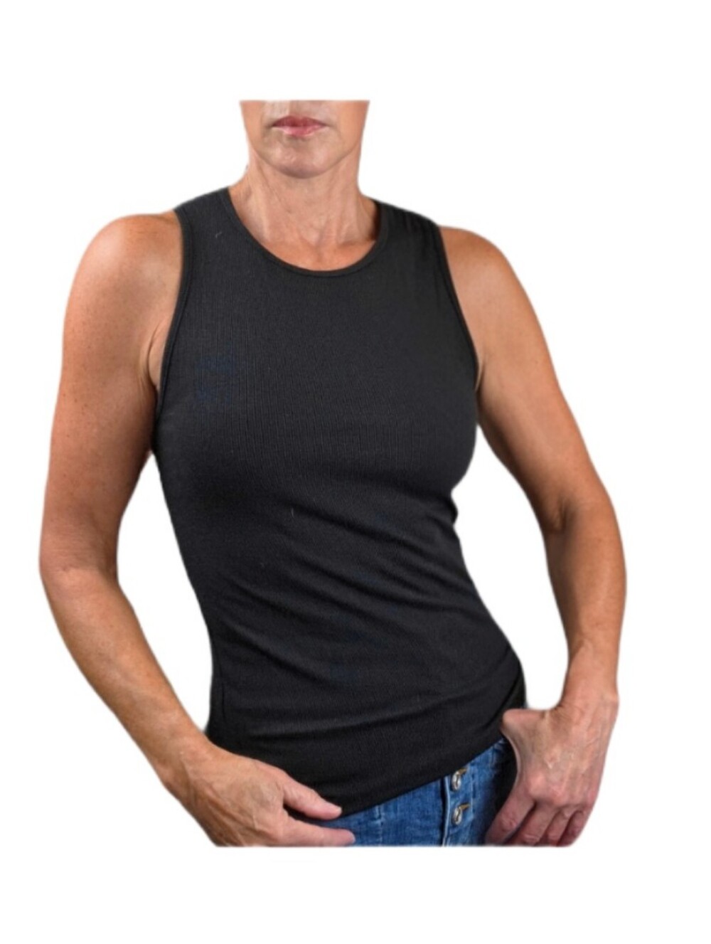 NWT. BANANA REPUBLIC Ribbed Cutaway Tank In Black - Picture 4 of 12
